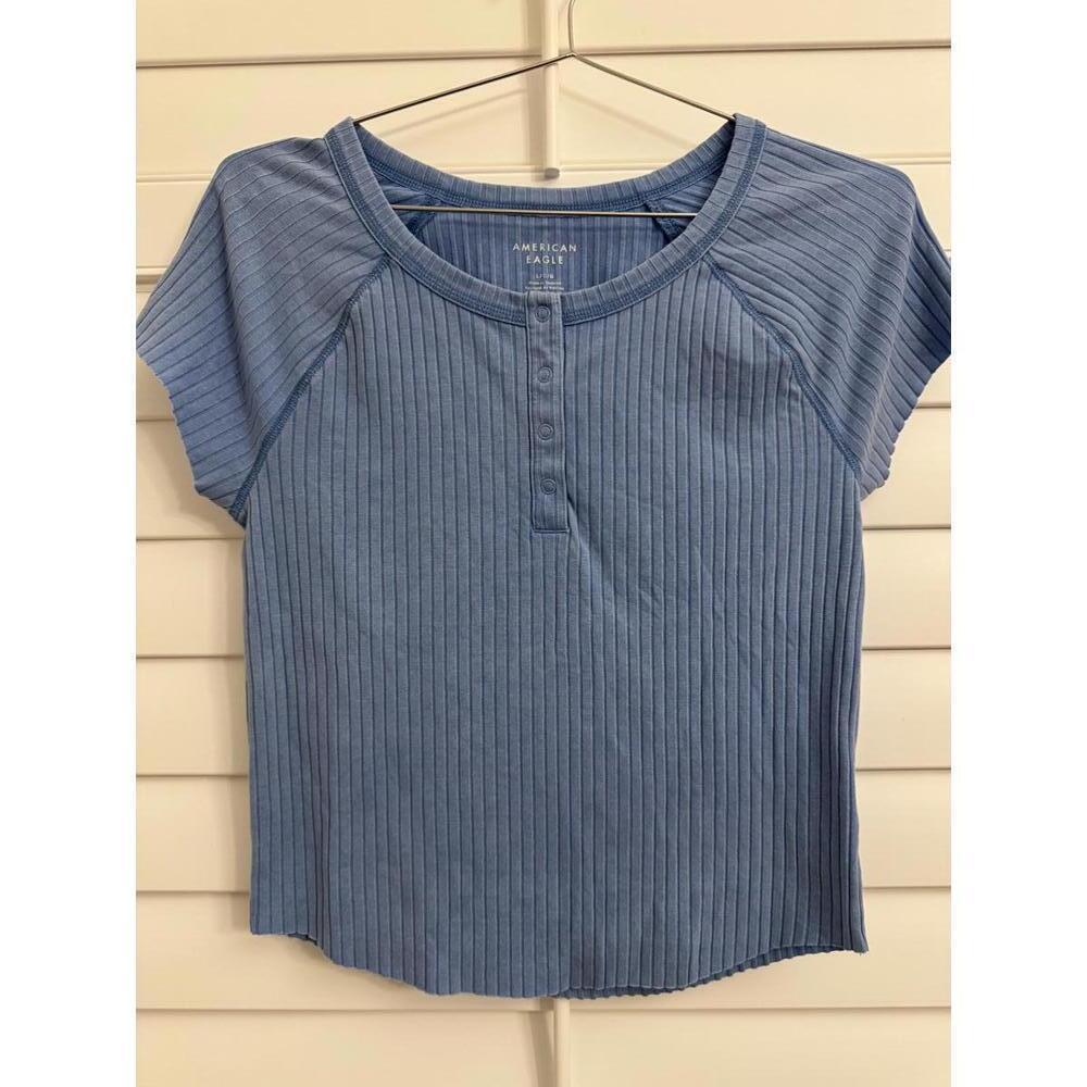 American eagle blue cropped‎ babydoll tee size Large